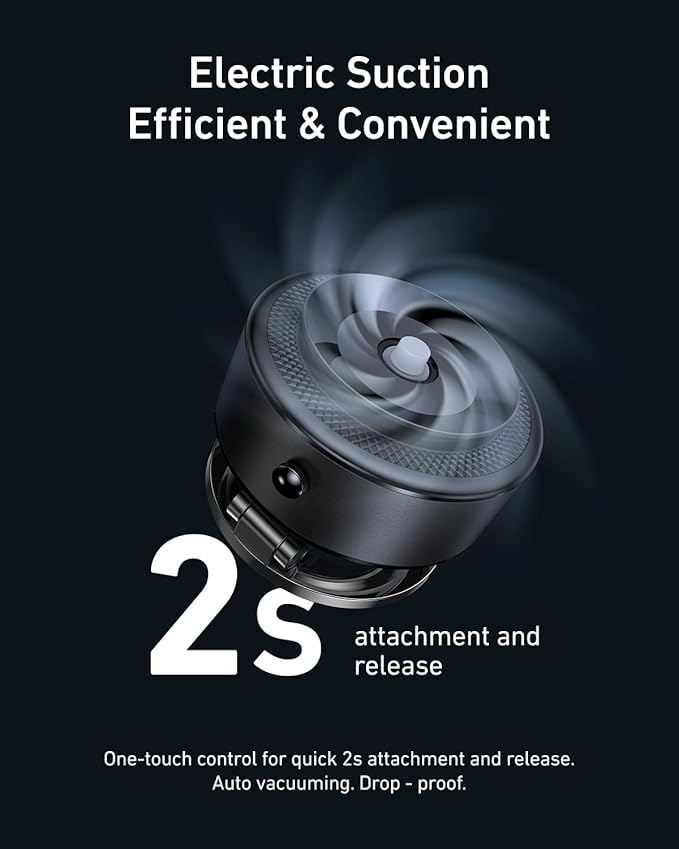 TELESIN Electric Magsafe Car Mount Vacuum Magnetic Car Phone Holder 105N 360° Reinforced Adjustable Swivel Lock, Suction Cup Phone Mount for Your Car/Gym/Mirror/iPhone & Android