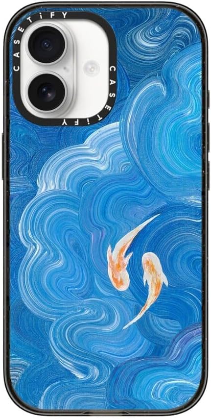 CASETiFY Impact iPhone 17 Case [Slim/Compatible with Magsafe / 8.2 ft. 4X Military Grade Drop Protection] - Two Little Koi - Clear Black