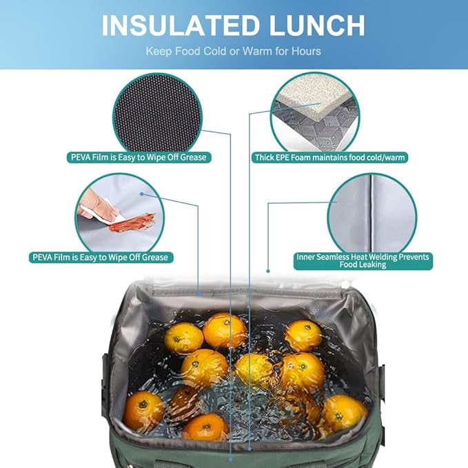 Iknoe Large Cooler Bag Collapsible 24 Can Insulated Bags Leakproof Lunch Cooler Tote with Multi-Pockets for Adult Insulated Thermal Bag for Beach, Picnic, Office Work(Grayish Green)