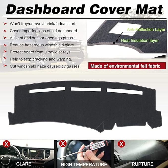 Dashboard Cover for Chevrolet Silverado 1500 2500 3500 1999-2006 Avalanche Chevy Tahoe Suburban GMC Sierra Yukon Dash Cover Mat(Premium Carpet, Gray)