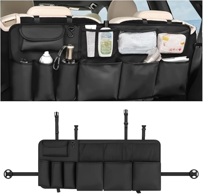 Car Trunk Organizer, Oxford Fabric Large Capacity Waterproof Vehicle Backseat Trunk Organizer, Multi-Pocket Auto Interior Storage Bag Accessories, Universal for SUV Sedan Truck