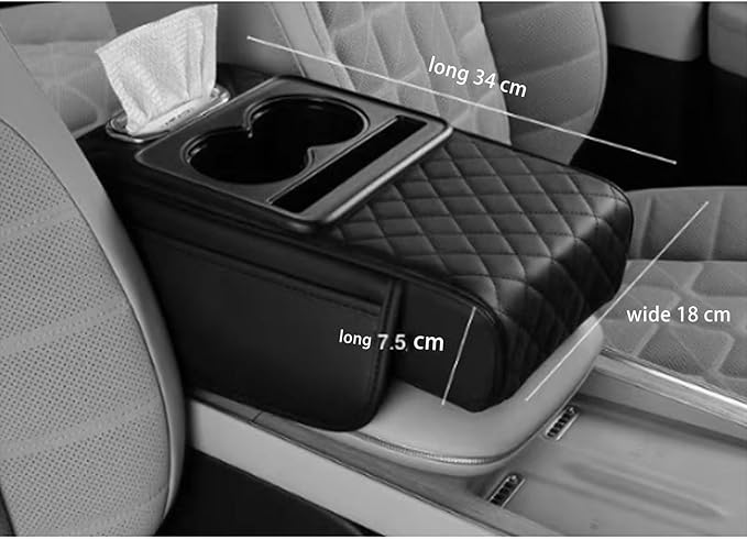 Car Arm Rest Cushion for Mazda CX-5, Center Console Armrest Pillow Car Armrest Pad Trucks with Cup Holder, Armrest Pad Storage Bag(Black)