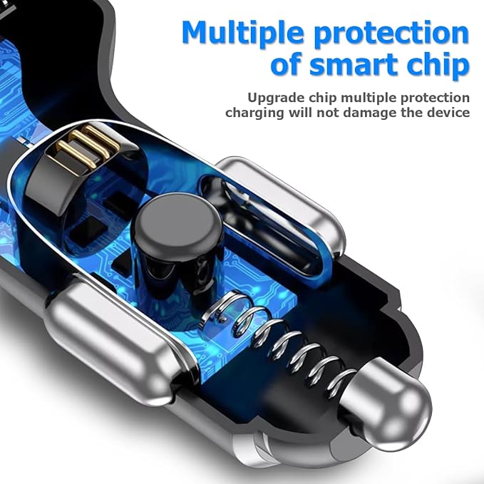 2Pack 60W USB Car Charger, 2 Ports Fast Charging Cigarette Lighter Adapter, Type C Mini Car Charger Adapter, Rapid Plug Power Delivery Compatible with iPhone Android Tablet or Other USB Device