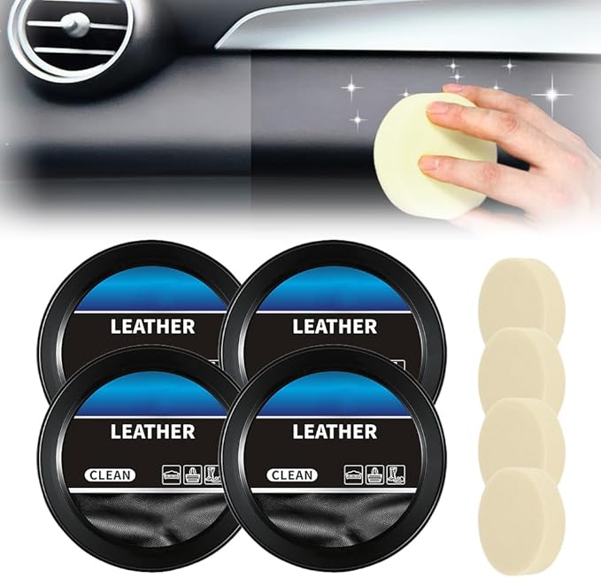 2025 New Leader Cleaning and Care Cream & Cleaning Paste for Leather Care, Automotive Interior Leather Cleaning Cream, Car Leather Conditioner Oil Paste, Leather Repair Kit for Car, Furniture (4PCS)