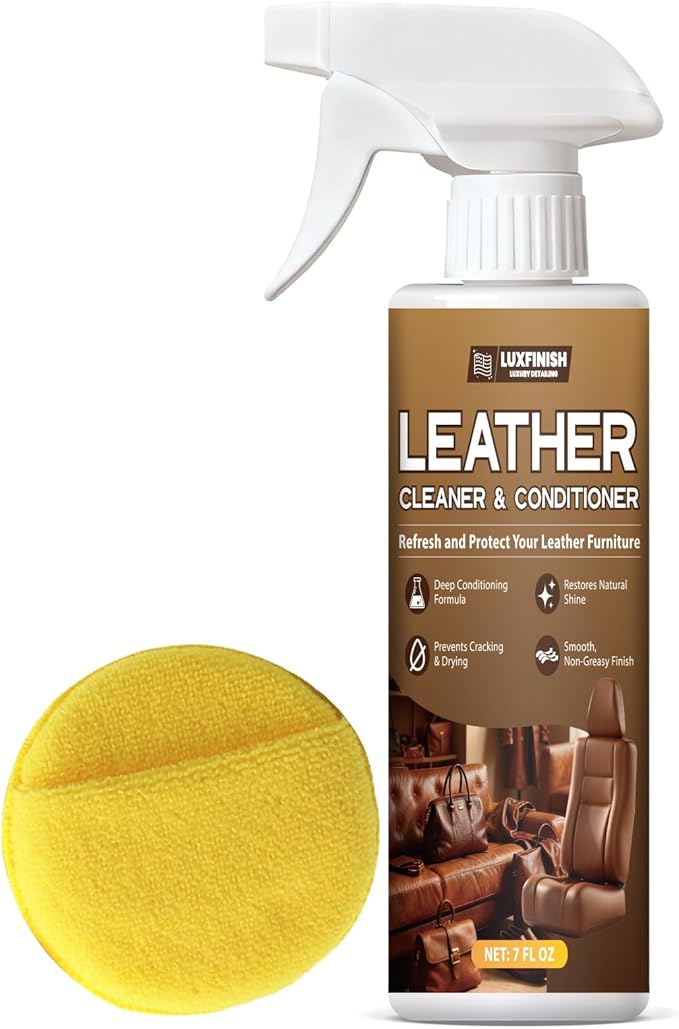 Leather Cleaner and Conditioner with UV Protectants, a Non-Toxic Formula to Help Prevent Cracking or Fading of Car Leather, Couches, Boots, Furniture, Purses and Shoes-200ml/7oz