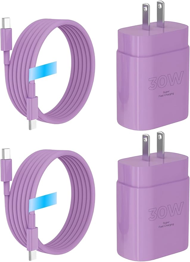 iPhone 17 16 15 Charger Fast Charging 10FT Cable, 30W USB C Charger Block for i Phone 15 16 16e 17 Air Plus Pro Max/iPad Pro/AirPods, PD USBC Power Adapter Wall Plug & Type C to C Cord (Purple, 10FT)