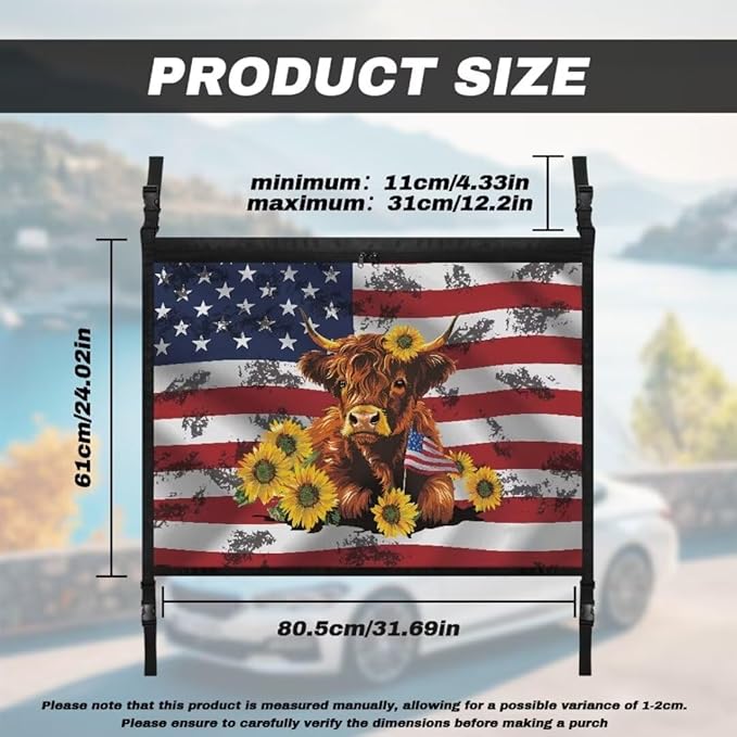 Cow USA Flag Car Roof Storage Bag Car Roof Seat Organizer Premium Car Seat Organizer One-Size-Fits Car Travel Accessories