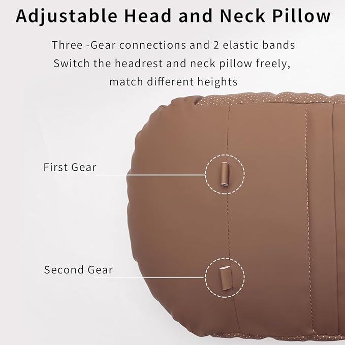 Car Headrest & Lumbar Support Set,Premium Skin-Feeling Napa Leather Soft and Comfortable Headrest,Car Seat Headrest Pillow Waist Support Car Interior Accessories for Driving Home Office