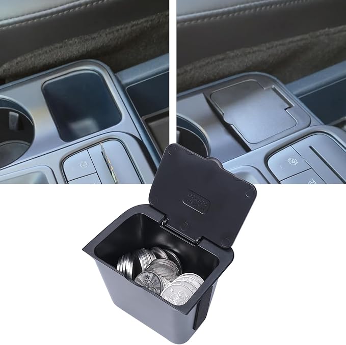 TOPINSTALL Center Console Coin Holder Compatible with 2022-2026 Ford Maverick Accessories, Console Flip-Top Coin Storage Box, Maverick Console Organizer ABS Plastic Insert Accessories