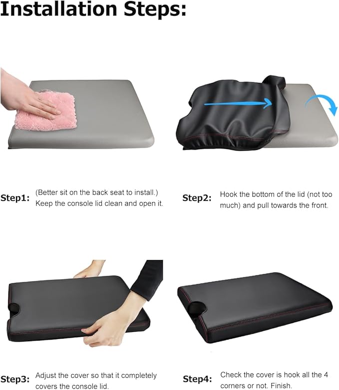 INTGET Center Console Armrest Cover for 2026 Ford F150 Accessories 2015-2023 2024 2025/for F250 F350 F450 F550 2017-2026 40/20/40 Jump Seat Car Arm Rest Lid Seat(black stitches, 2015-2026 Jump Seat)