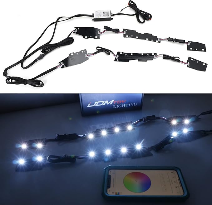 iJDMTOY RGBW Multicolor LED Circuit Board Ambient Lighting Kit Compatible with 2016-2020 Chevrolet Camaro, Control_By_Smartphone