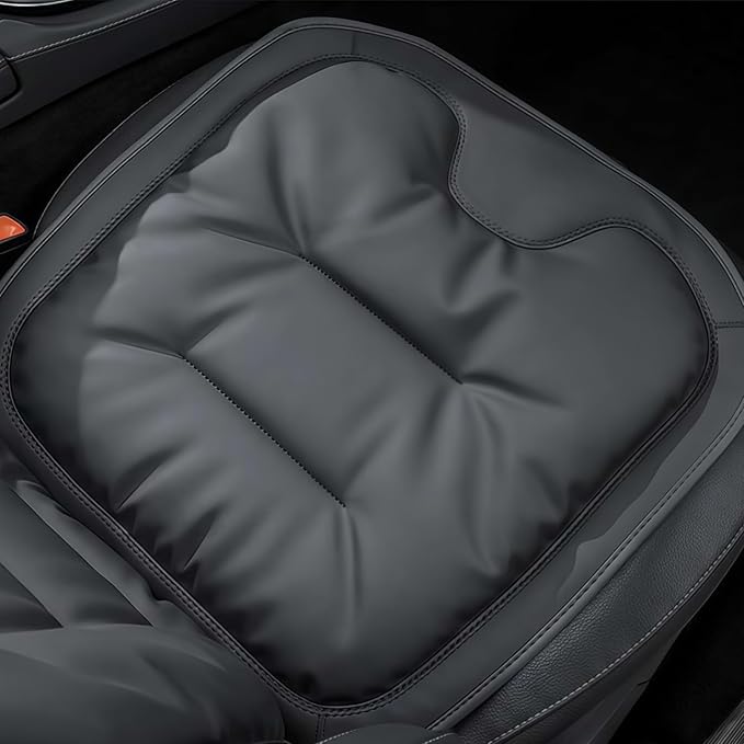 Car Seat Cushion, 2025 New Skin-Friendly Leather Seat Cushions, Breathable Dirt-Repellent Memory Foam Pad for Most Auto & Office Chairs (Black)