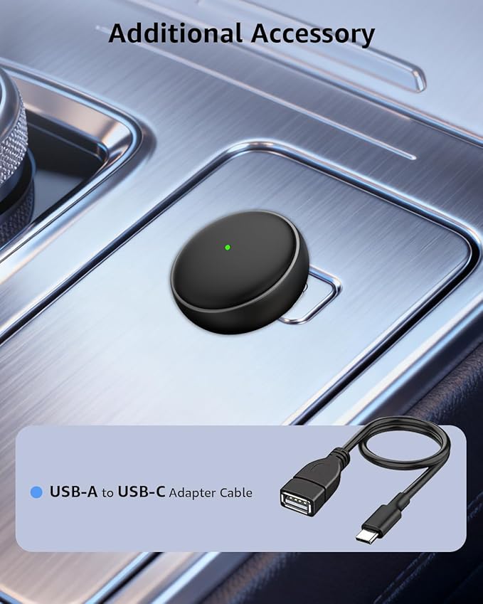 2-in-1 Wireless CarPlay & Android Auto Adapter, 50% Smaller, Converts Wired to Wireless, Zero Latency, Auto-Connection, Plug & Play Adapter for Apple iPhone iOS 10+ & Android 11+
