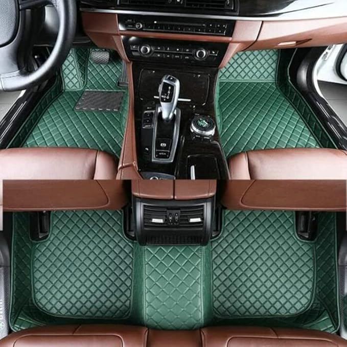 Customize Car Floor Mats for 99% Sedan SUV Sports Car All Weather Leather Full Coverage Waterproof Non-Slip Vehicle Lining Pads (Green)