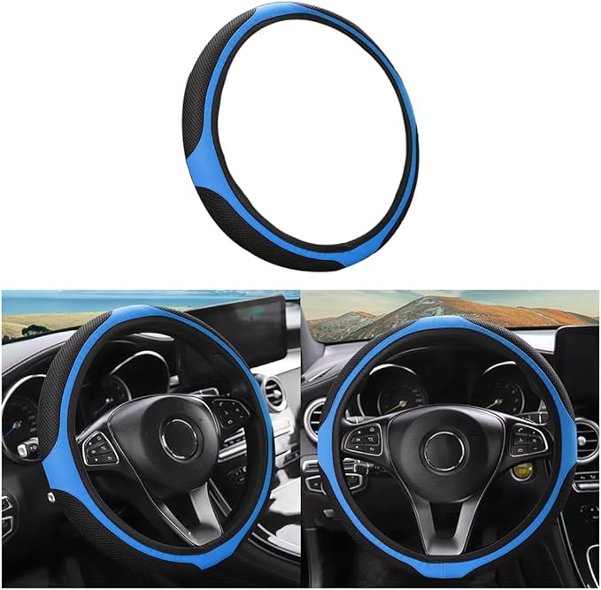LoyaForba Car Steering Wheel Cover, Universal 14.5-15 Inch, Soft Anti-Slip Neoprene Protector for Steering Wheel, Breathable Odorless and Elastic Stretch, Car Accessory for SUV, Van, Truck (Blue)