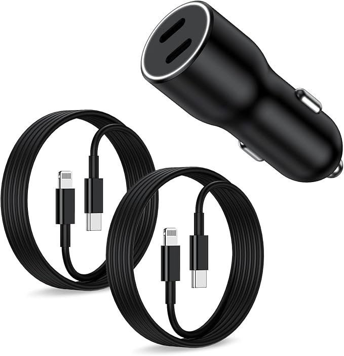 iPhone 14 13 Car Charger, [Apple MFi Certified] 45W Dual Port USB C Rapid Apple Car Adapter with 6ft Type C to Lightning Cable Fast Charging for iPhone 14 Pro/14 Pro Max/14 Plus/13/12/11/X/XS/SE,iPad