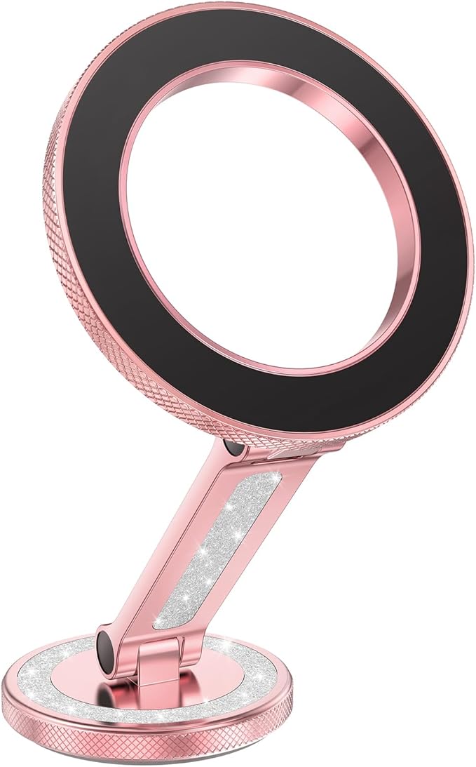 Pikabo Magnetic Phone Holder for Car Dashboard Phone Mount Holder Compatible with iPhone 17 Pro Max 16 15 14 13 12 MagSafe Accessories. (Glitter Pink)