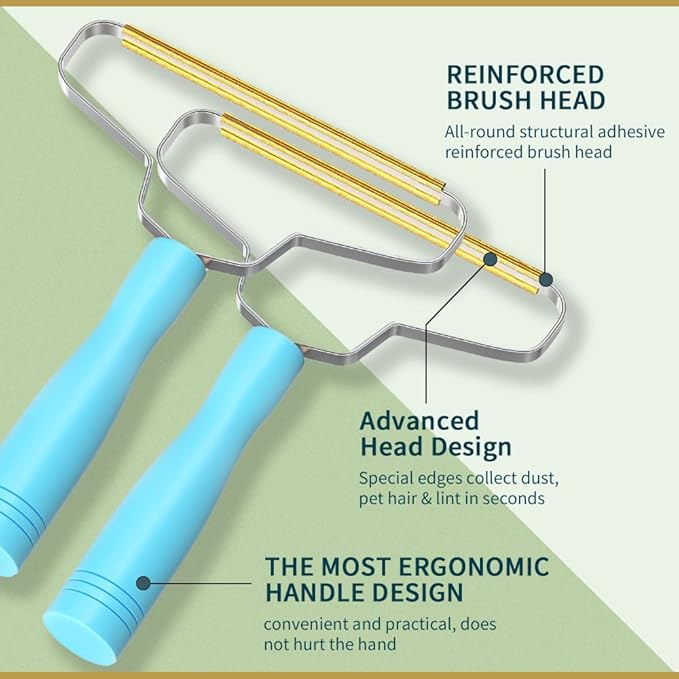 Pet Hair Removal Tool,BSIWWO Cleaner Pro Pet Hair Remover,Multi Fabric Edge and Carpet Rake,Pet Hair Remover for Couch,Dog Hair Remover and Cat Hair Remover for Rugs,Couch&Pet Towers(Blue)