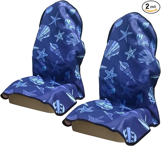 Car Seat Covers 2pcs Waterproof Towel Car Seat Cover Universal Fit for Most Trucks SUV Fitness Athletes Pets Gym and Water Sport，Conch Shells Starfish
