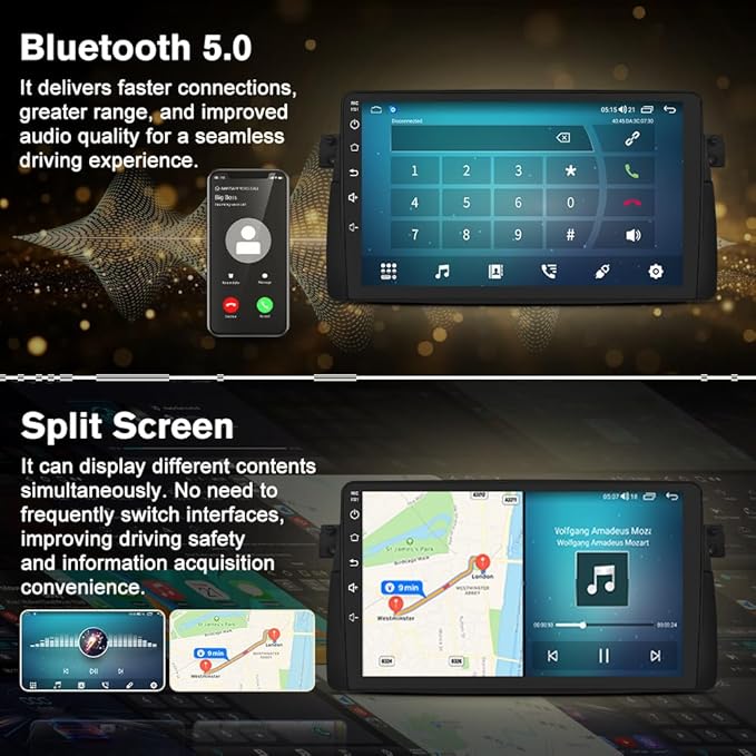 Junsun 8 Core Car Radio Stereo for BMW 3 Series E46 M3 1998-2006 with Carplay Android Auto Bluetooth FM 5GWiFi SWC Backup Camera【4G RAM+64G ROM】