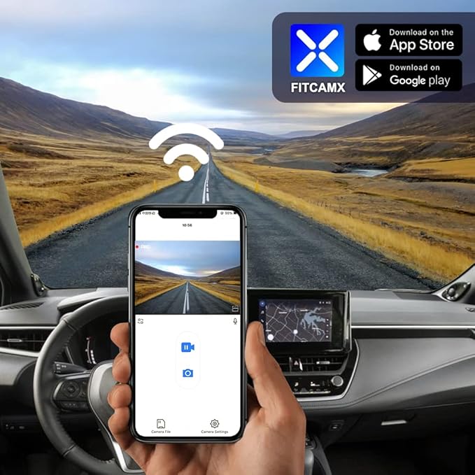 Fitcamx Front 2K+Rear 1080P Dash Cam Adapts for Toyota Corolla 2023-2026 Sedan Hybrid Hatchback, OEM Style, Dual HD Video, Built-in WiFi & APP, Loop Recording, G-Sensor, Easy to Set, 64GB Card
