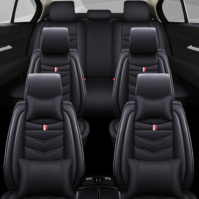 Car Seat Cover 6 Seats for Ford Explorer 2000-2026, Waterproof Durable Compatible Airbag, Premium Leather Seat Protector(6 Seats Luxury,Black)