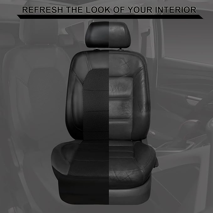 CAR PASS Leather and 3D Air Mesh Universal Fit Car Seat Covers, for Sedans,Trucks,Suvs,Airbag Compatible,Zipper Design and Reserved Opening Holes for Headrest(Full Set, Black and Black)