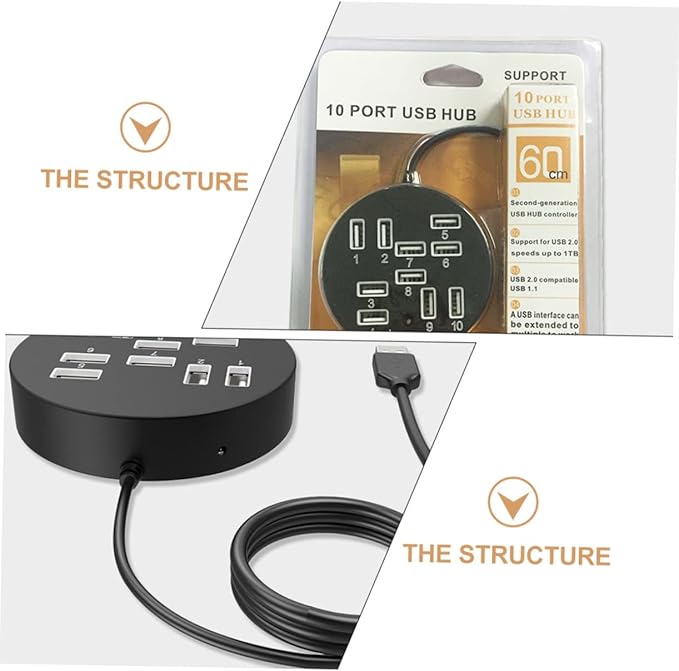 USB Hub Ports Expander High-Speed USB Data Dock Station Efficient Multi-Port for Laptops and Desktops