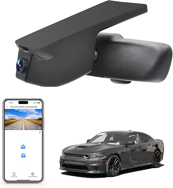 Mangoal 4K Dash Cam Custom Fit for Dodge Charger 2015 2016 2017 2018 2019 2020 2021 2022 2023(Model A),GT R/T SRT Hellcat Widebody SXT Scat Pack,Integrated OEM Look,UHD 2160P,WiFi & App,64GB Card