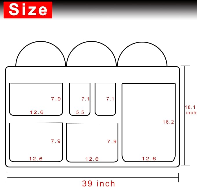 Car Backseat Trunk Organizer Hanging Bag, Car Interior Storage Organizer Accessories with 6 Nylon Fabric Pockets,Offer Enough Storage Space and Save More Storage Space for SUV,Jeep,MPV