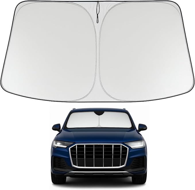 Proadsy Windshield Sun Shade for 2016-2025 2026 Audi Q7 Foldable Front Sunshade Protector Sun Visor Blocks UV Rays Keep Car Cooler
