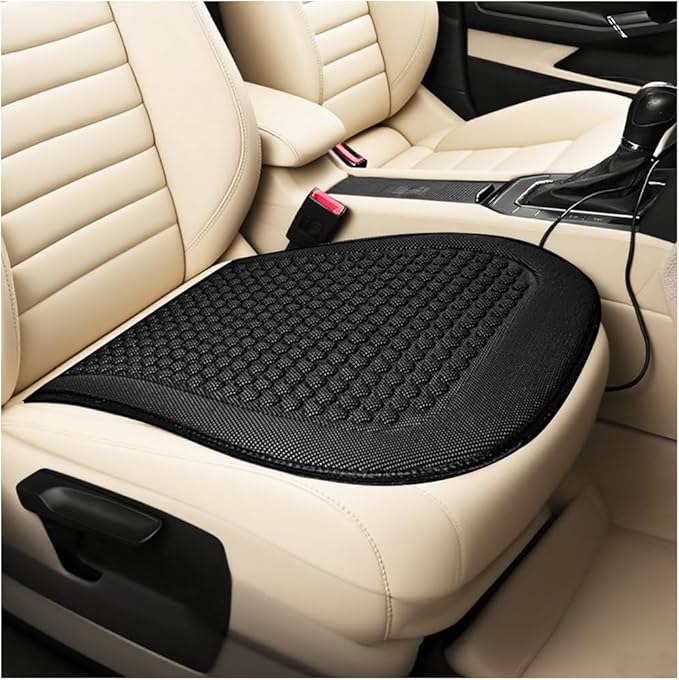 Car Front Seat Bottom Cover, Cool Breathable Anti-Slip Vehicle Driver Seat Protector Cushion, Comfortable Auto Interior Chair Protection Pad Mat, Universal for Truck SUV Sedan (Black)