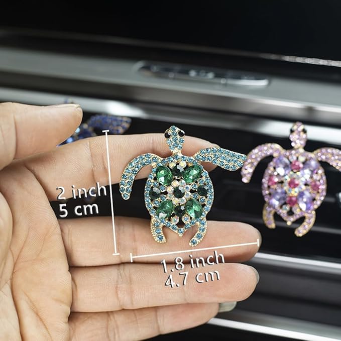 Car Air Freshener Women Car Vent Clips Decorations 2 PCS Cute Sea Turtles Car Interior Accessories Car Vent Diffuser (Diamond Green Turtle, 2 inch)