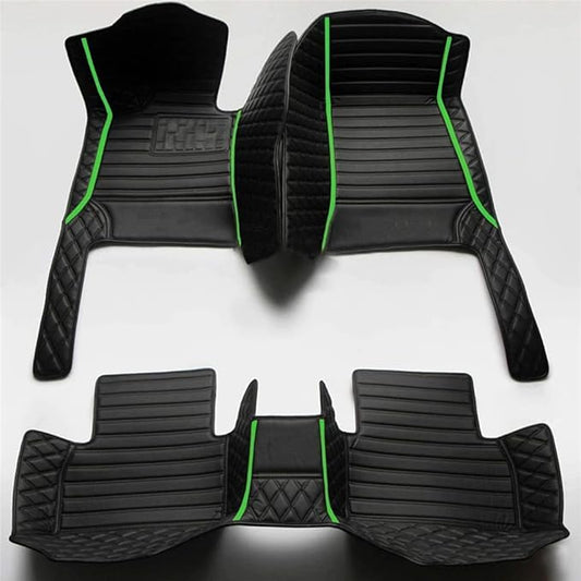 Car Floor Mats Automotive Floor Mats Vehicle Specific All Weather Protection Custom Compatible with Most of 98% Cars SUVs (Black with Green bar)