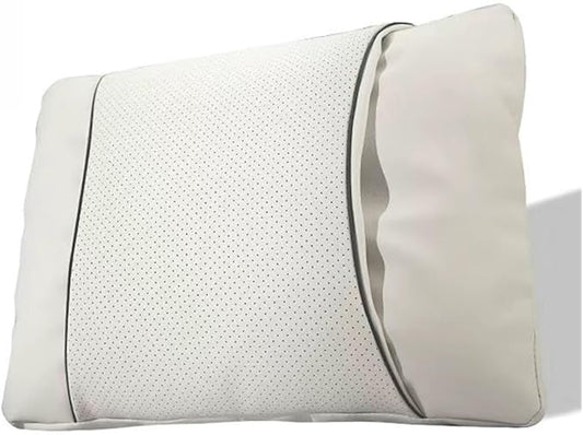 1/2PCS PU Leather Car Neck Pillow & Lumbar Support Cushion, Breathable Universal Seat Headrest Waist Pad, Soft Support Cushion for Daily Driving and Travel(A Style backrest)