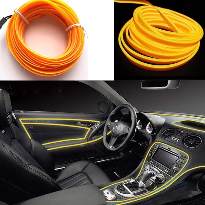ABALDI 5M/16FT Neon Light El Wire LED USB Strip Lights for Cars Halloween Christmas Xmas Festival Parties Decoration(5m,USB,Yellow)