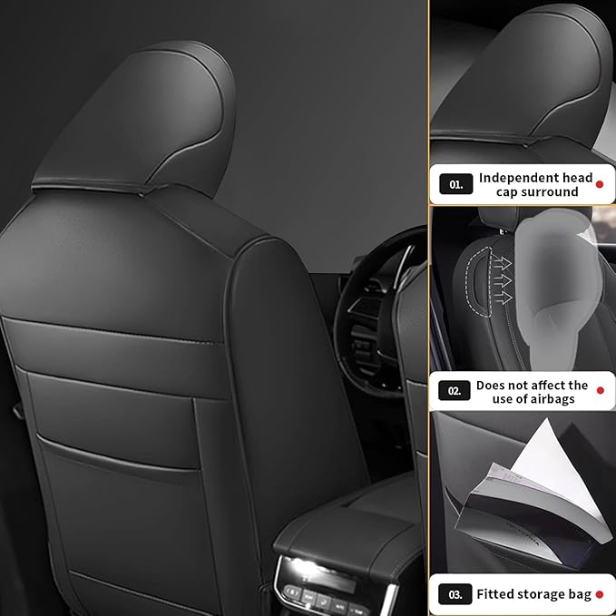 AOMSAZTO Custom Fit Seat Covers: for Toyota Highlander 2020-2025 2026 -Three-Row 7 Seats,Second Row Captain Chair Full Set Faux Leather-Dark Gray
