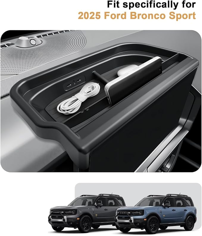 ECOZEN 2026 Bronco Sport Dash Console Organizer - Behind Screen Organizer For 2025-2026 Ford Bronco Sport Accessories Dashboard Storage Behind Screen Center Console Organizer
