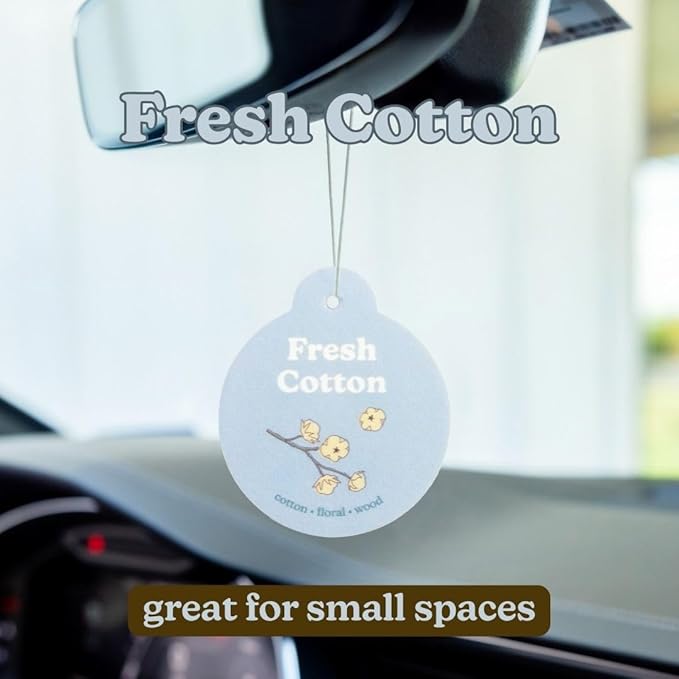 Happy Wax Fresh Cotton Car Charms 4-Pack - Scent Notes: Cotton, Floral and Wood