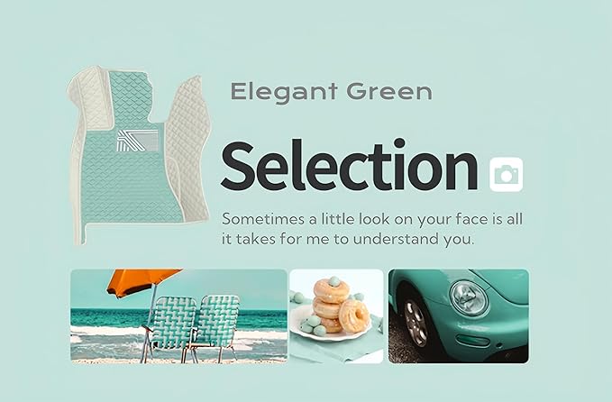 Custom Making Car Floor Mats for 98% Sedan SUV Car Protection Full Coverage Mats Anti-Slip Leather Floor Liners All Weather Car Floor Mats (White+Elegant Green)