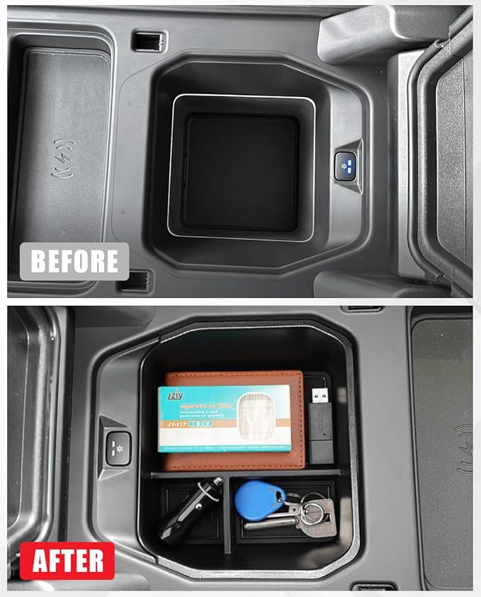 3PCS Center Console Organizer Compatible with 2020-2024 Land Rover Defender 90 110 130 (ONLY for Refrigerator Version) Armrest Storage Box Insert Tray Sets Interior Accessories