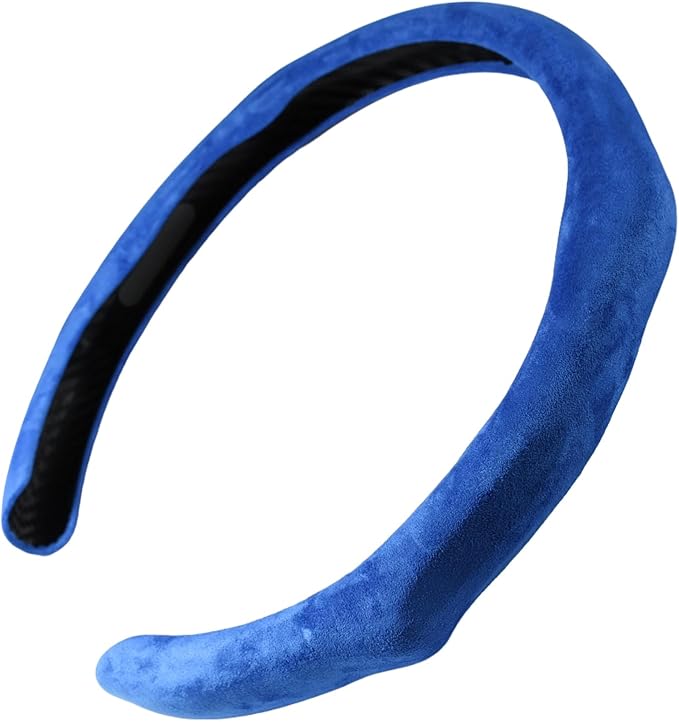 Quick Install Sporty Blue Suede Steering Wheel Cover Universal fit Any 14.5 to 15 inches Car Sedan Coupe SUV Pickup