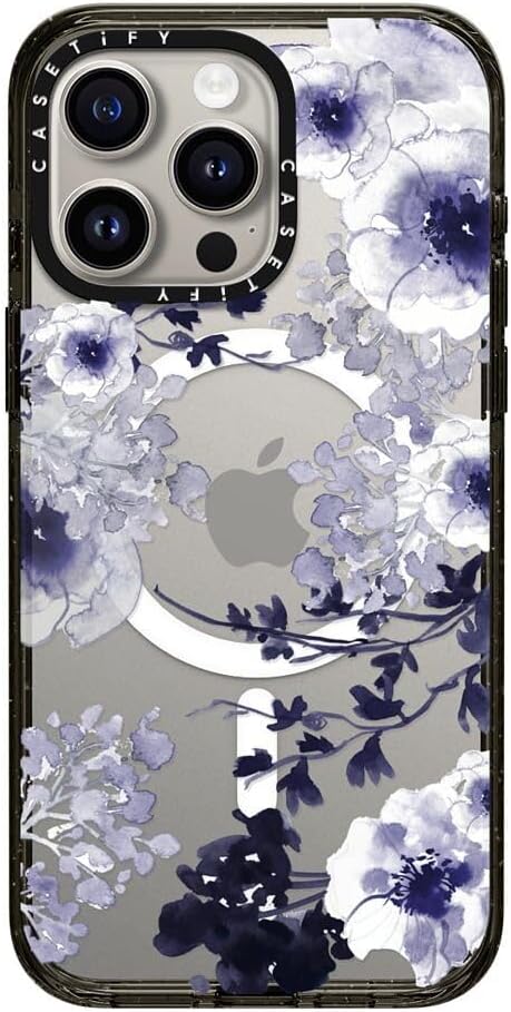 CASETiFY Impact iPhone 15 Pro Max Case [4X Military Grade Drop Tested / 8.2ft Drop Protection/Compatible with Magsafe] - Bee in The Flowers - Clear Black