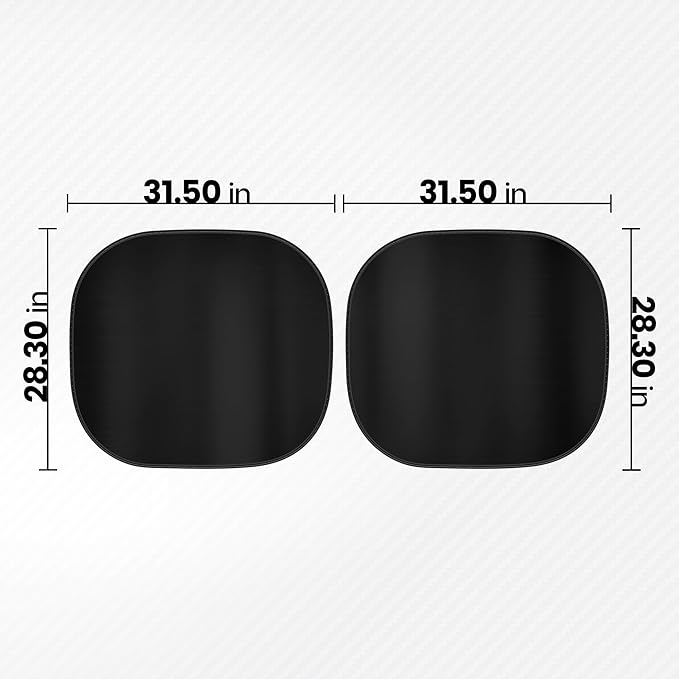 BDK 2PC Metallic Black Car Window Sun Shade Auto Shade for Windshield Visor, Block UV Reflect Heat to Keep Your Car SUV Truck, 31.75" x 28.75"
