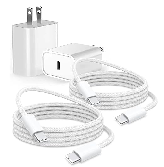 2 Pack 6FT 20W Fast Wall Charger Block for iPhone 16e 16 15 Chargers,iPad 11 A16 2025,AirPods 4th, iPhone 16 Plus/16 Pro Max/iPhone 15 Pro Max, iPad 10th Tablet USB Type C to USB C Charging Cord Cable