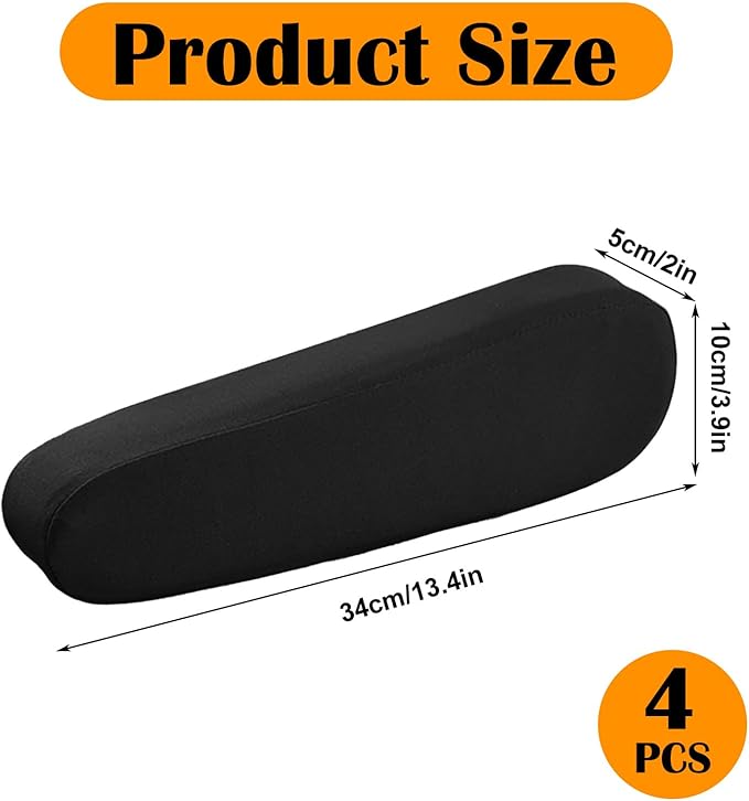 4 Pcs Arm Rest Cover for Car, Car Armrest Cover Armrest Covers for Cars Front Auto Seat Armrests Protectors Arms Rest Replacement Elastic Protector Vehicle Interior Decor(Black)