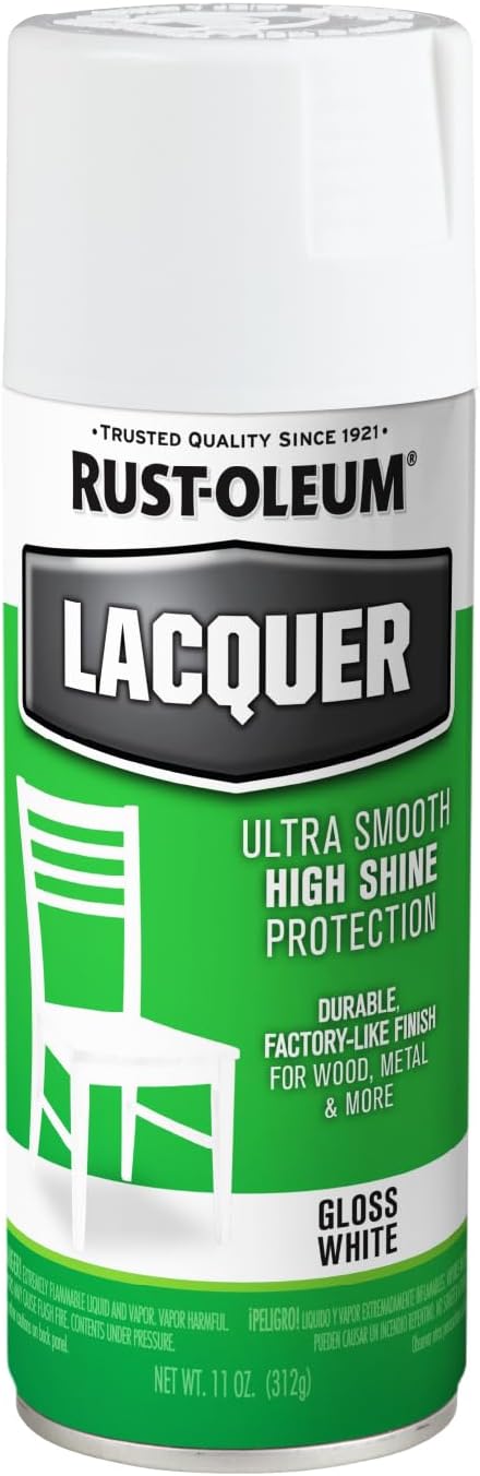 Rust-Oleum 1904830 Lacquer Spray Paint, 11 oz, Gloss White, (Pack of 1)