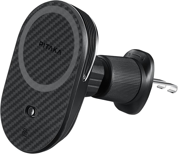 pitaka Magnetic Car Mount for iPhone 16/15/14/13 Series, Magnetic Car Charger with NFC Feature, 360 Degree Rotation [MagEZ Car Mount Pro 2, Universal]