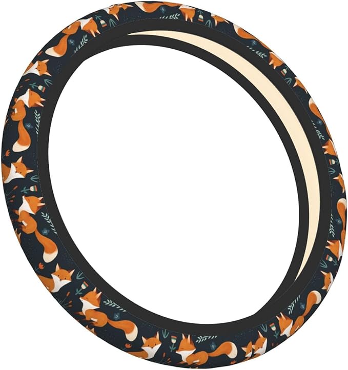 Foxes Steering Wheel Cover Women 15 inch Anti-Slip Sweat Absorption Steering Wheel Covers Cute Car Accessories Decor Car SUV Sedan Vans Truck Protector