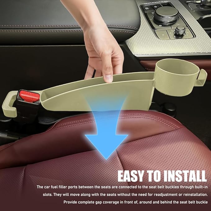 2PCS Car Seat Gap Filler Organizer, Console Side Organizer, Seats Gap Organizer with Phone Holder, Multifunctional Car Seat Filler Gap Space Prevents Things Dropping for Most Vehicles (Beige)